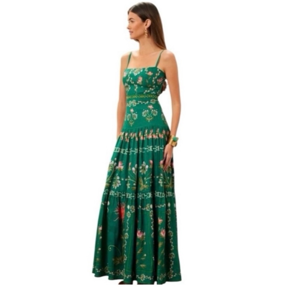 Agua by Agua Bendita Green Floral Maxi Dress